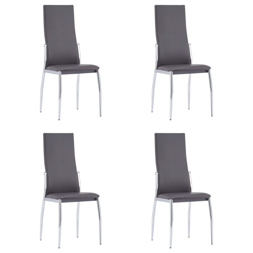 Vidaxl Jedálenské stoličky 4 ks, sivé, umelá koža